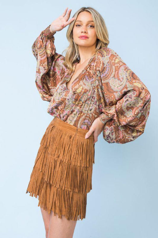 Camel Print Bodysuit S