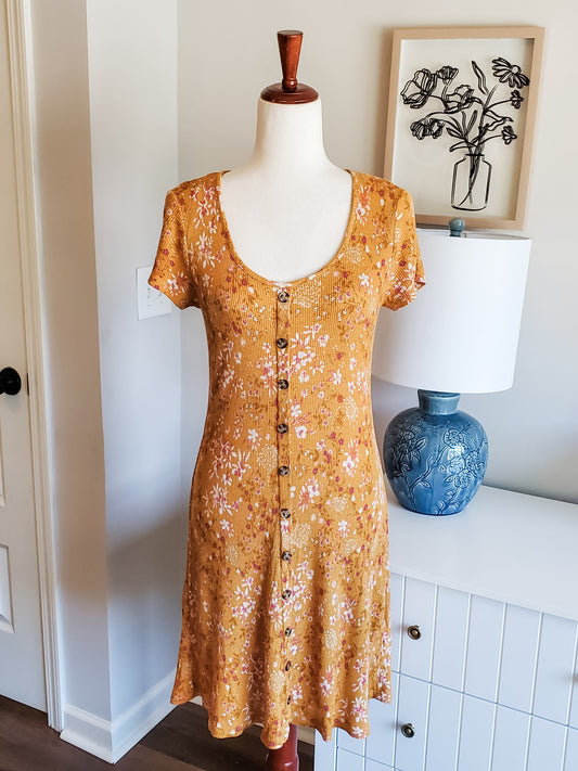 Mustard Floral Dress S