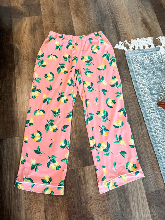 Pink Lemon Print Lounge Pants XS