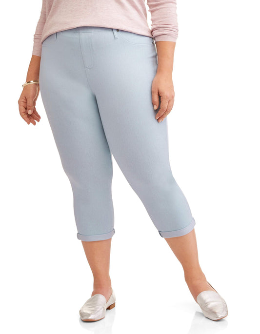 Blue Pull On Cropped Pants XXL