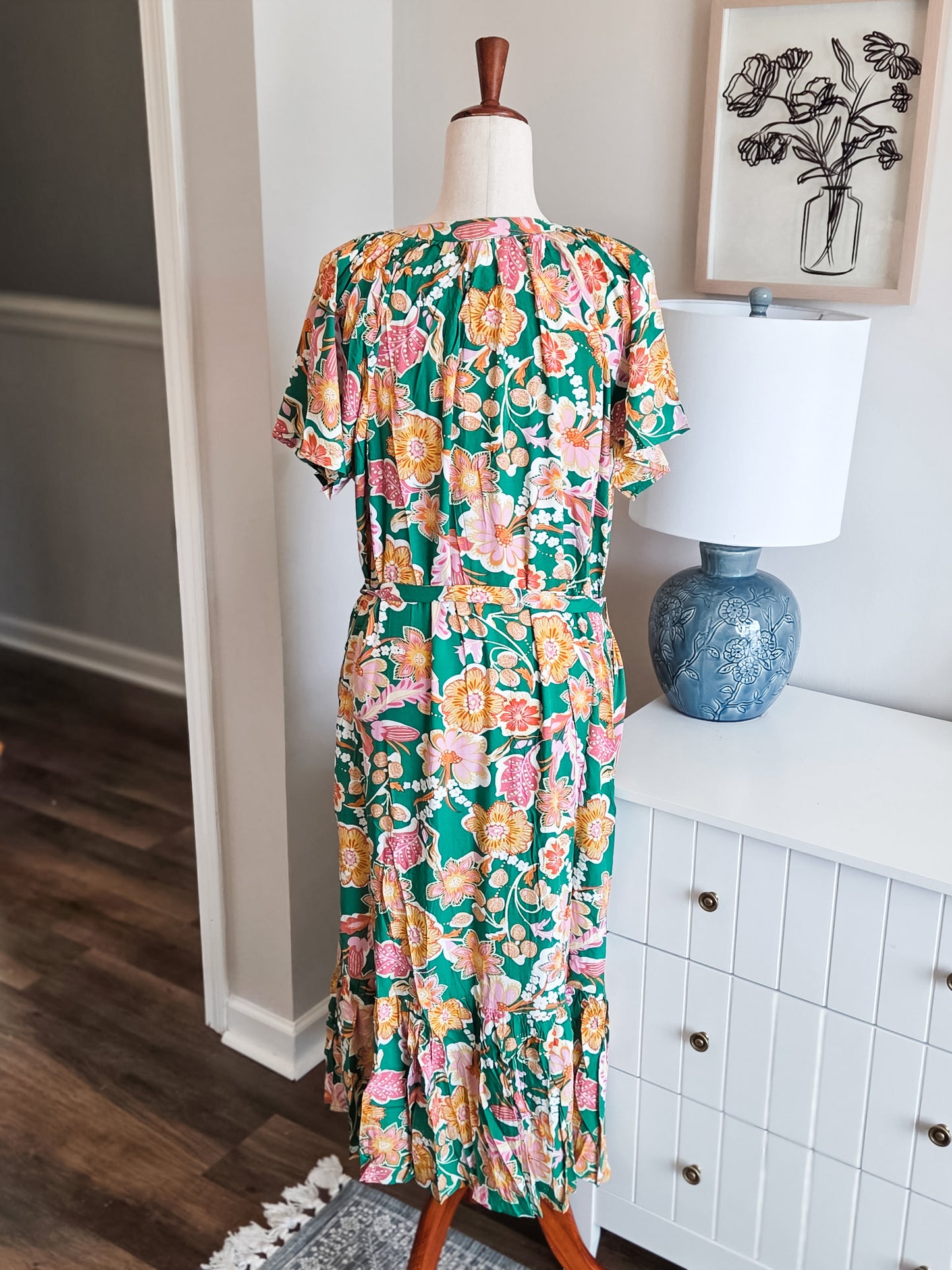 NEW Bright Green Floral Dress