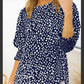Navy White Print Top L