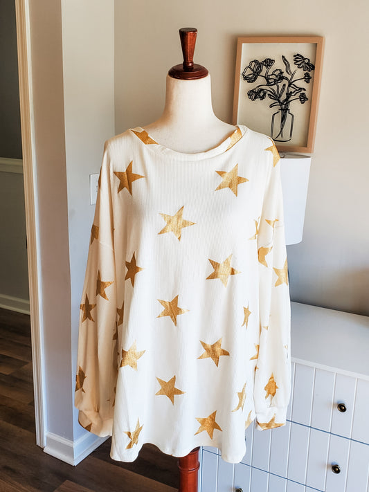 NEW Cream Gold Star Top XL