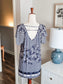 Navy White Floral Top M
