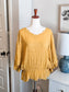 Mustard Embroidered Boho Top M