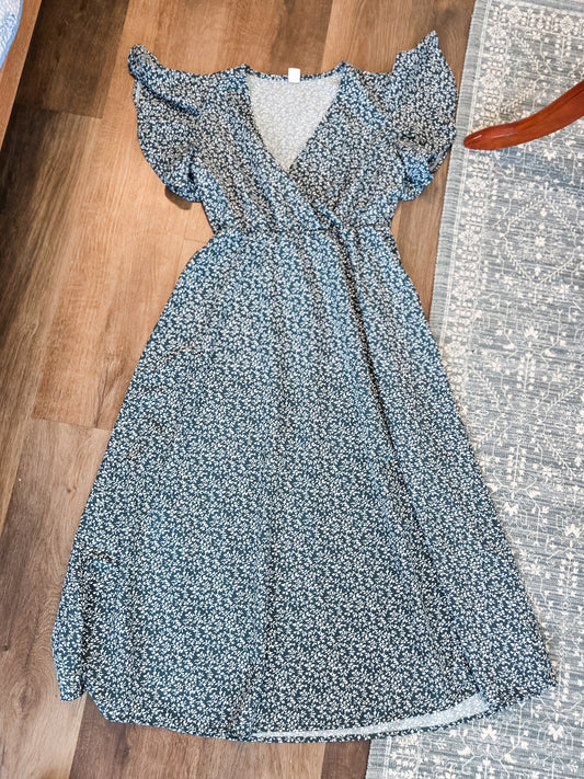 Teal Floral Maxi Dress Youth 11-12