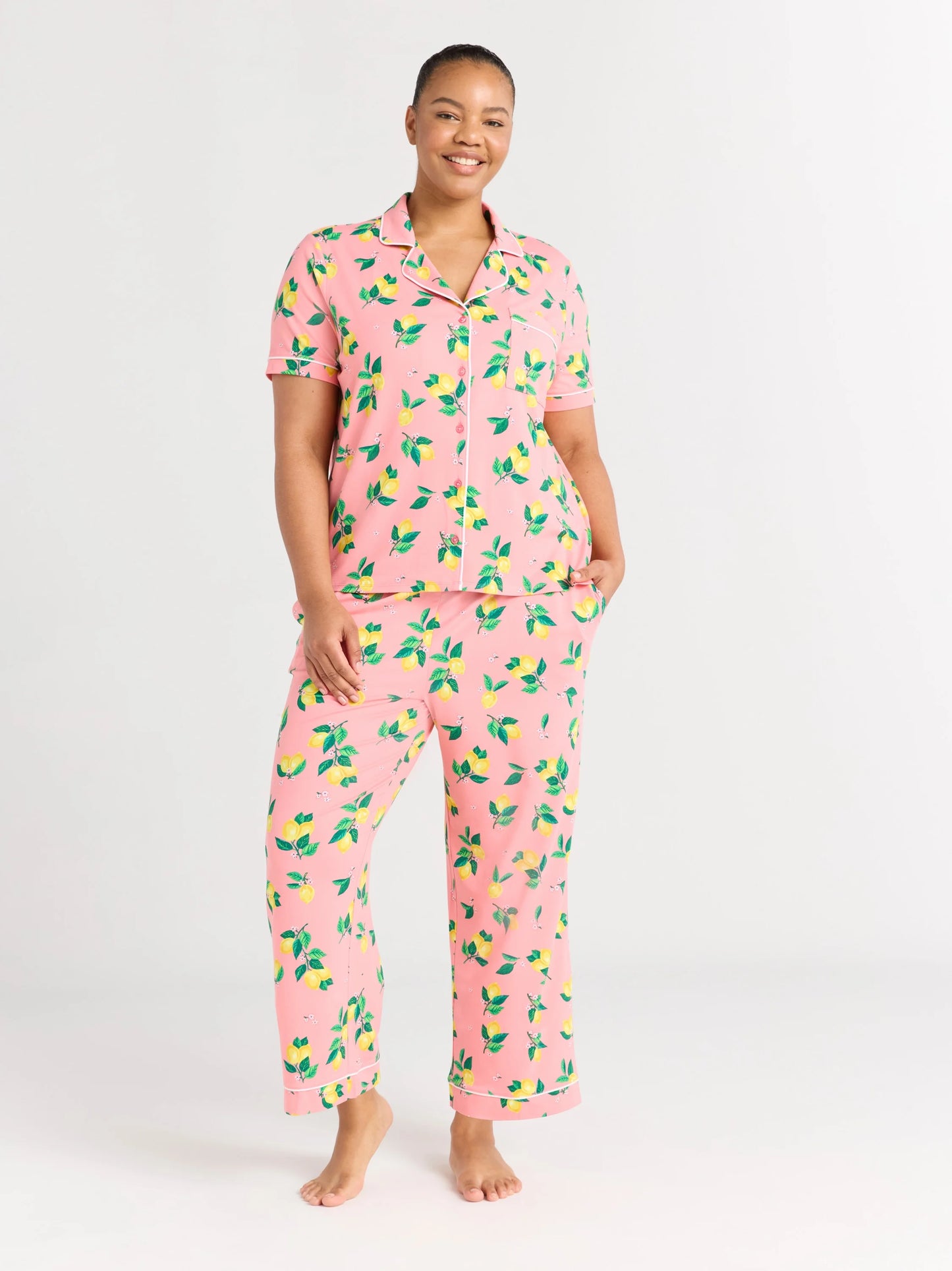 Pink Lemon Print Lounge Pants XS