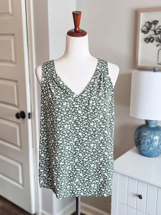 Green Floral Tank M