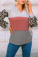 Gray Pink Animal Print Colorblock Top M