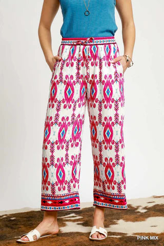 NEW Pink Blue White Boho Pants