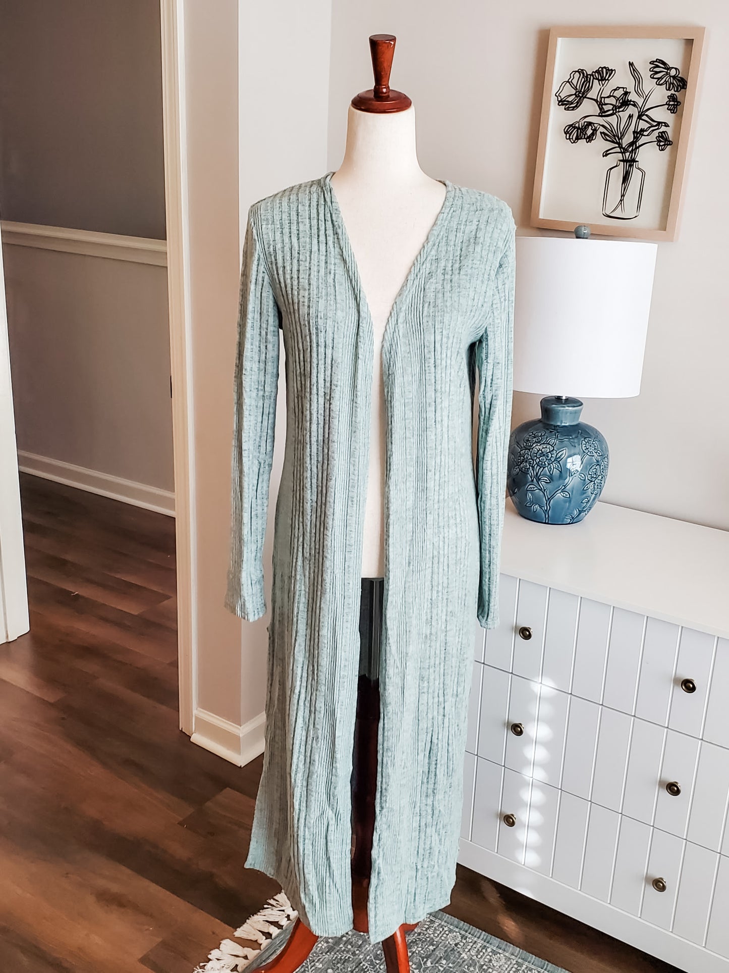 NEW Ice Mint Ribbed Duster Cardigan