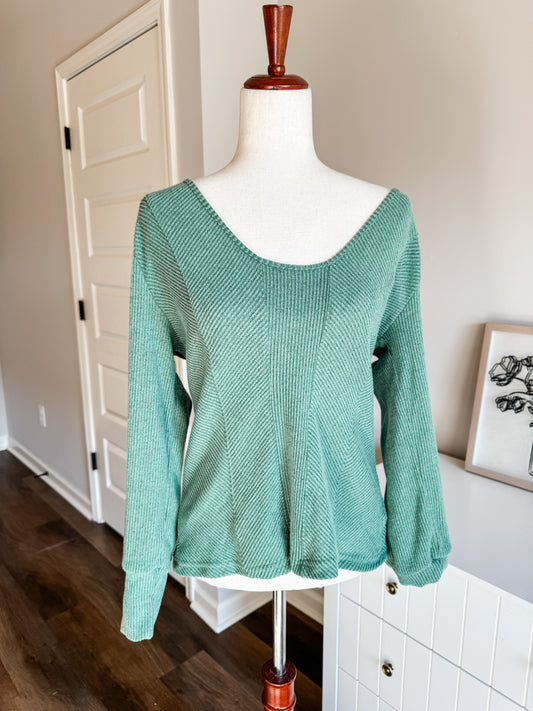 Green Textured Top XL