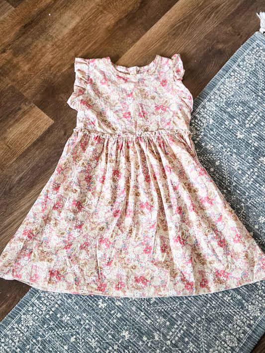 Pink Tan Floral Dress Youth 12-14