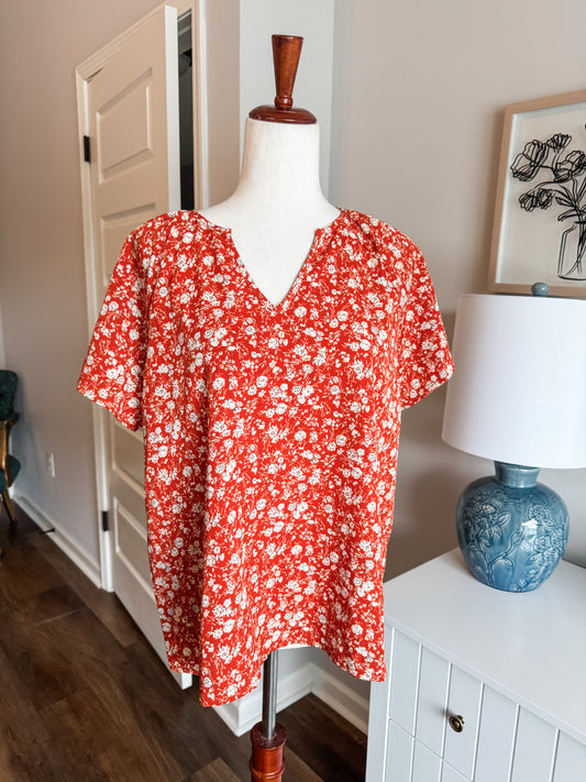 Orange Floral Top M