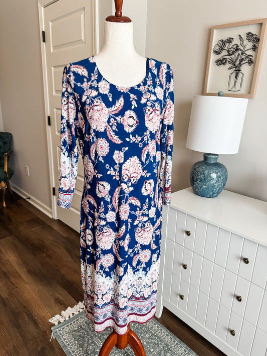 Navy Pink Burgundy Dress 12