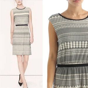 Cream Black Print Dress M