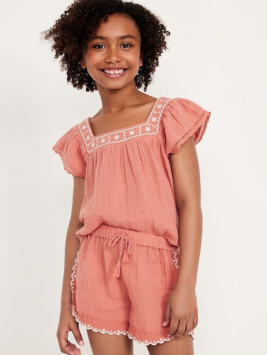 Rust Embroidered Top Youth L
