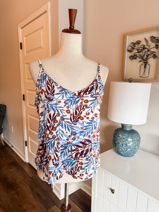 Blue Burgundy Rust Print Tank M/L