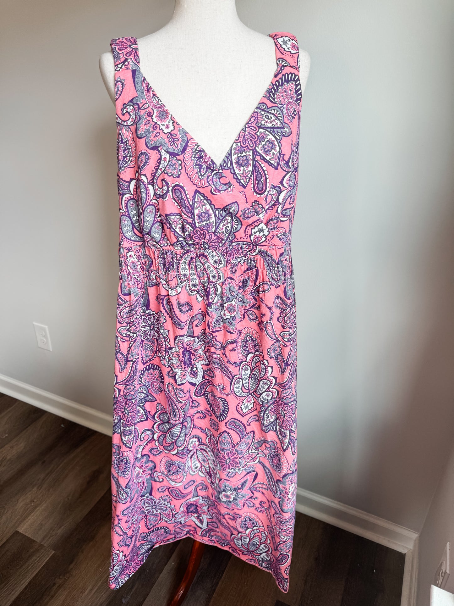 Pink Print Maxi Dress 1X