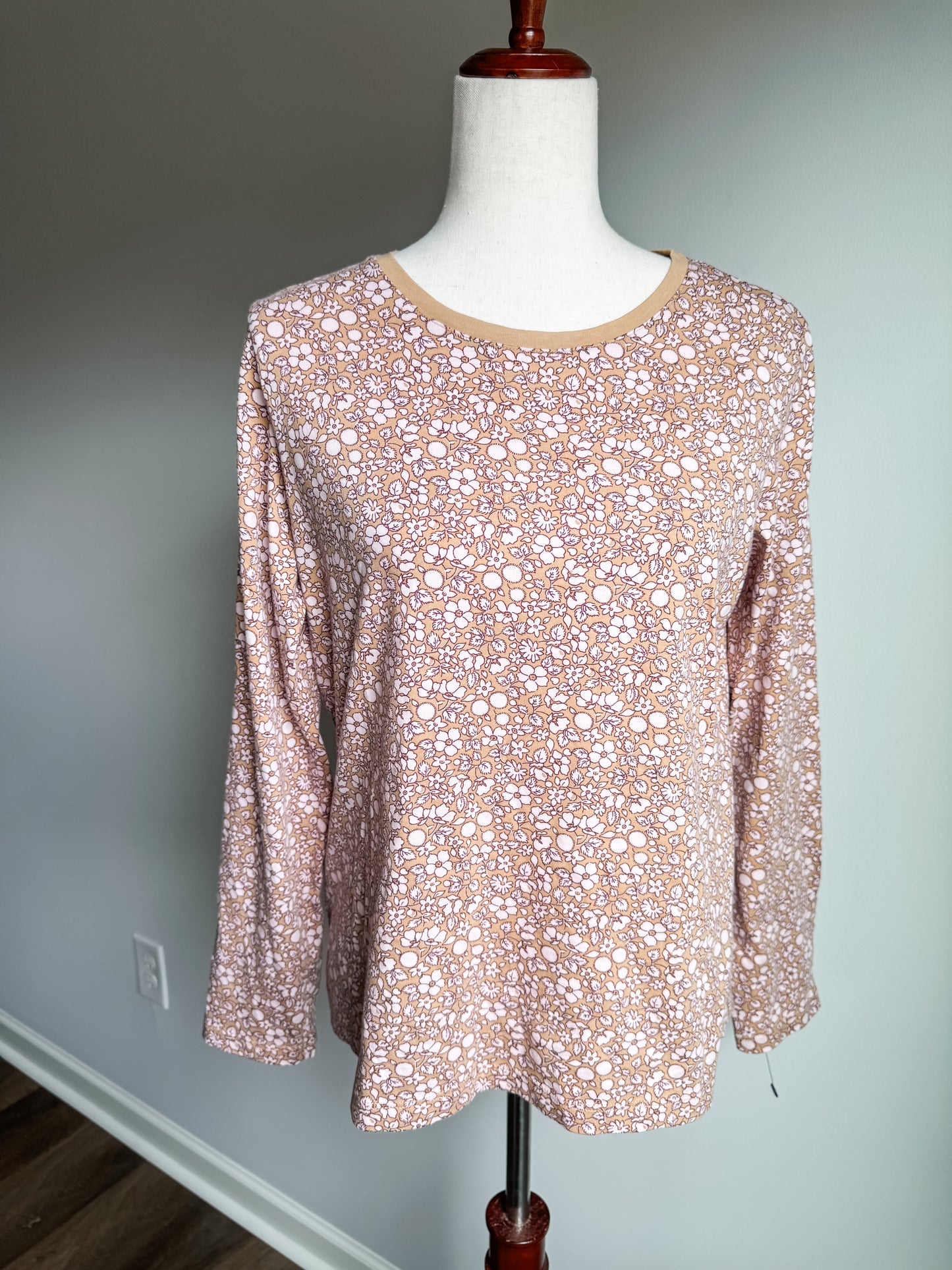 Tan and Pink Floral Top S