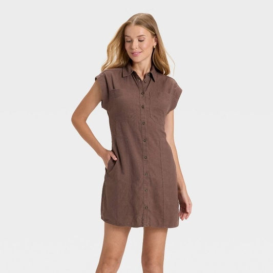 Brown Button Down Dress XXL