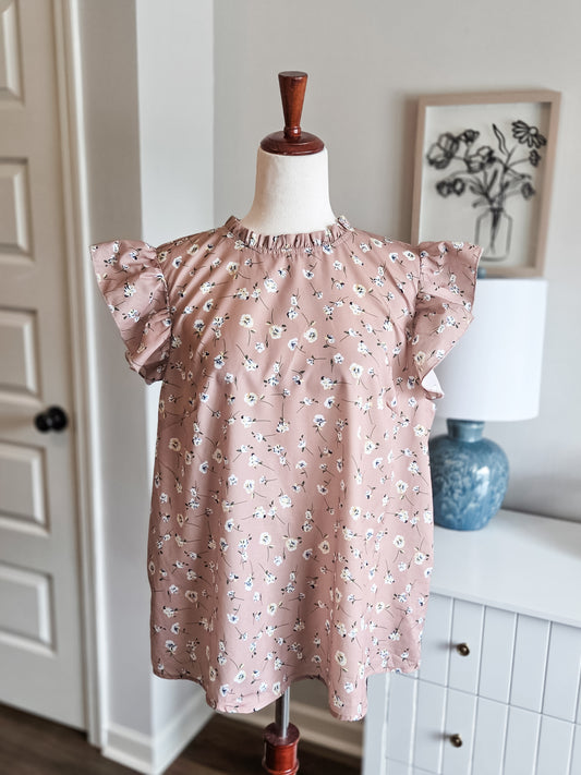 Tan Floral Top L/XL