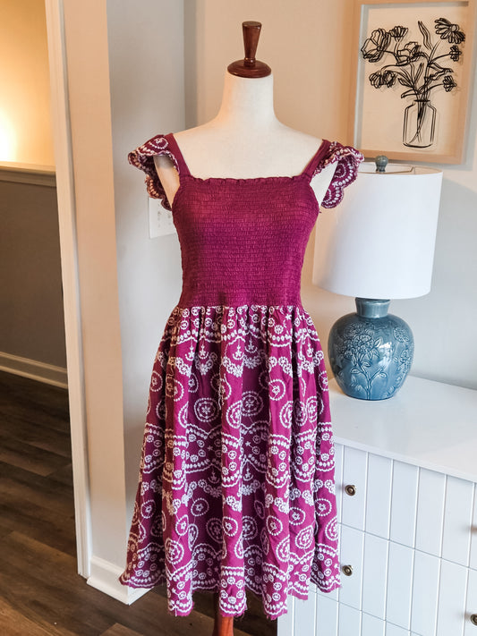 Wine Embroidered Dress M/L