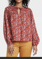 Red Orange Floral Blouse XS