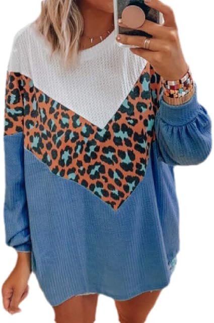 Blue Orange Animal Print Top M