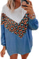 Blue Orange Animal Print Top M