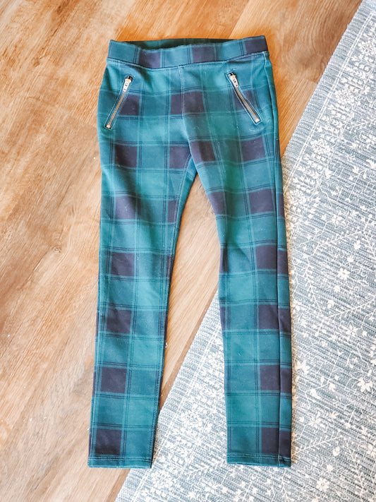 Green Black Plaid Leggings Youth 6-7