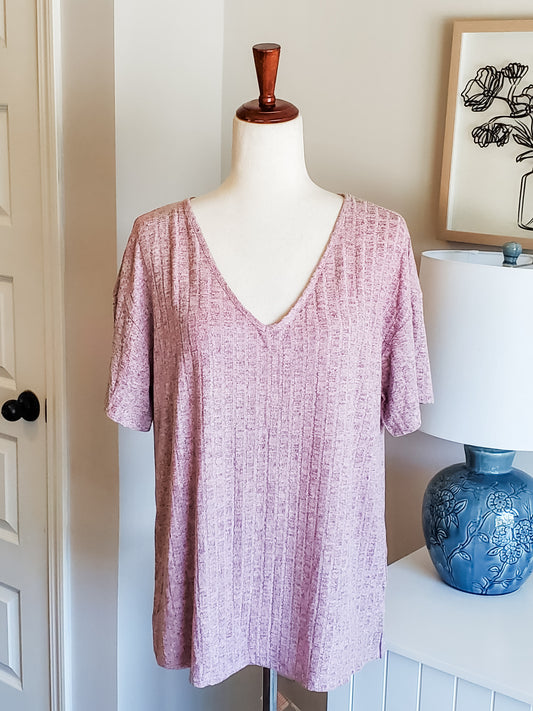 NWT Purple Ribbed Top M