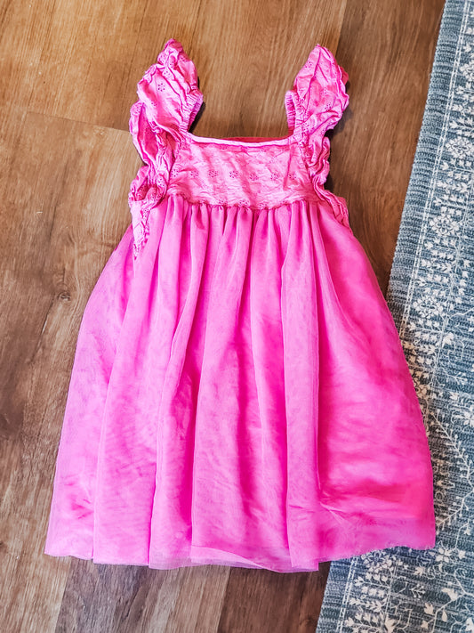Pink Eyelet Tulle Dress 4T