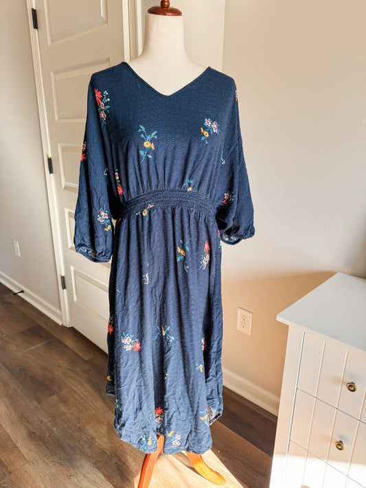 Navy Floral Dress XL