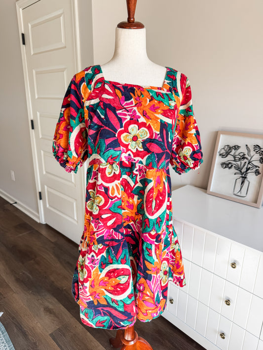 Multi Color Floral Dress L/XL