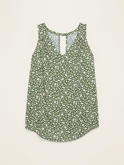 Green Floral Tank M