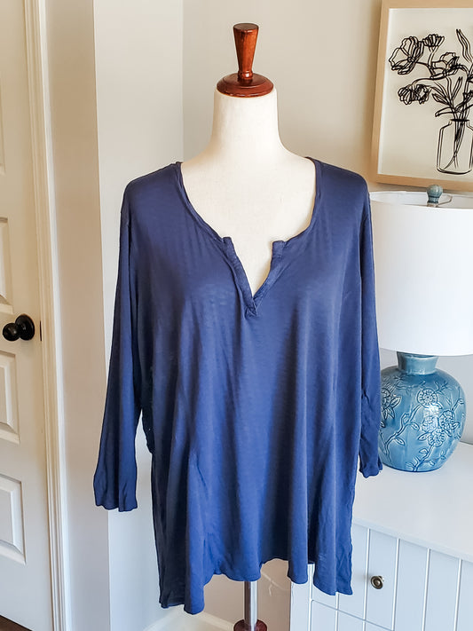 Navy Top with Lace 2X