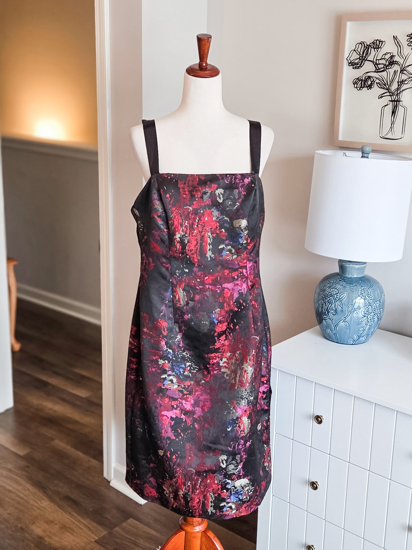 NWT Black Multi Color Embossed Dress 12