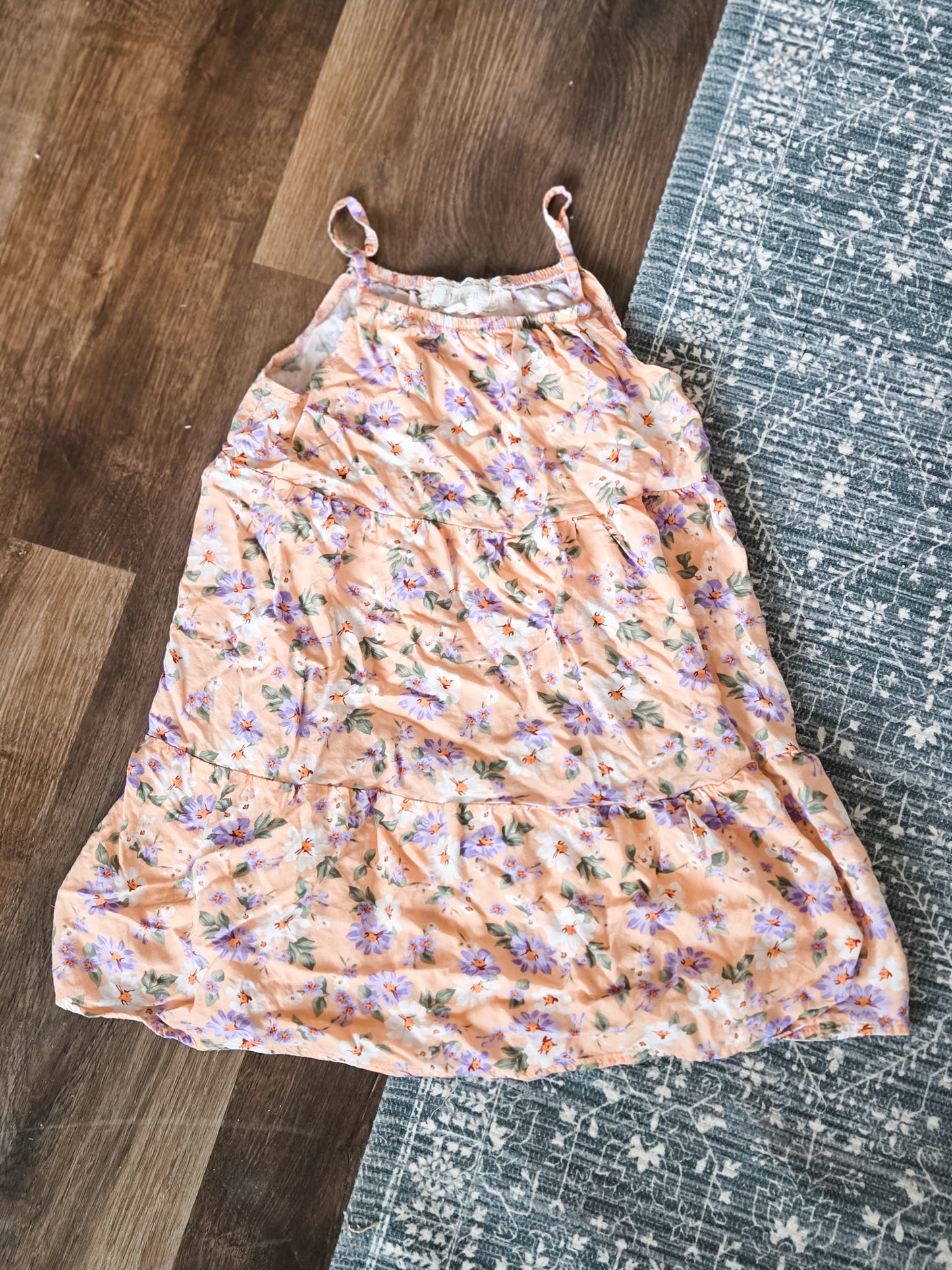 Peach Floral Dress Youth 8