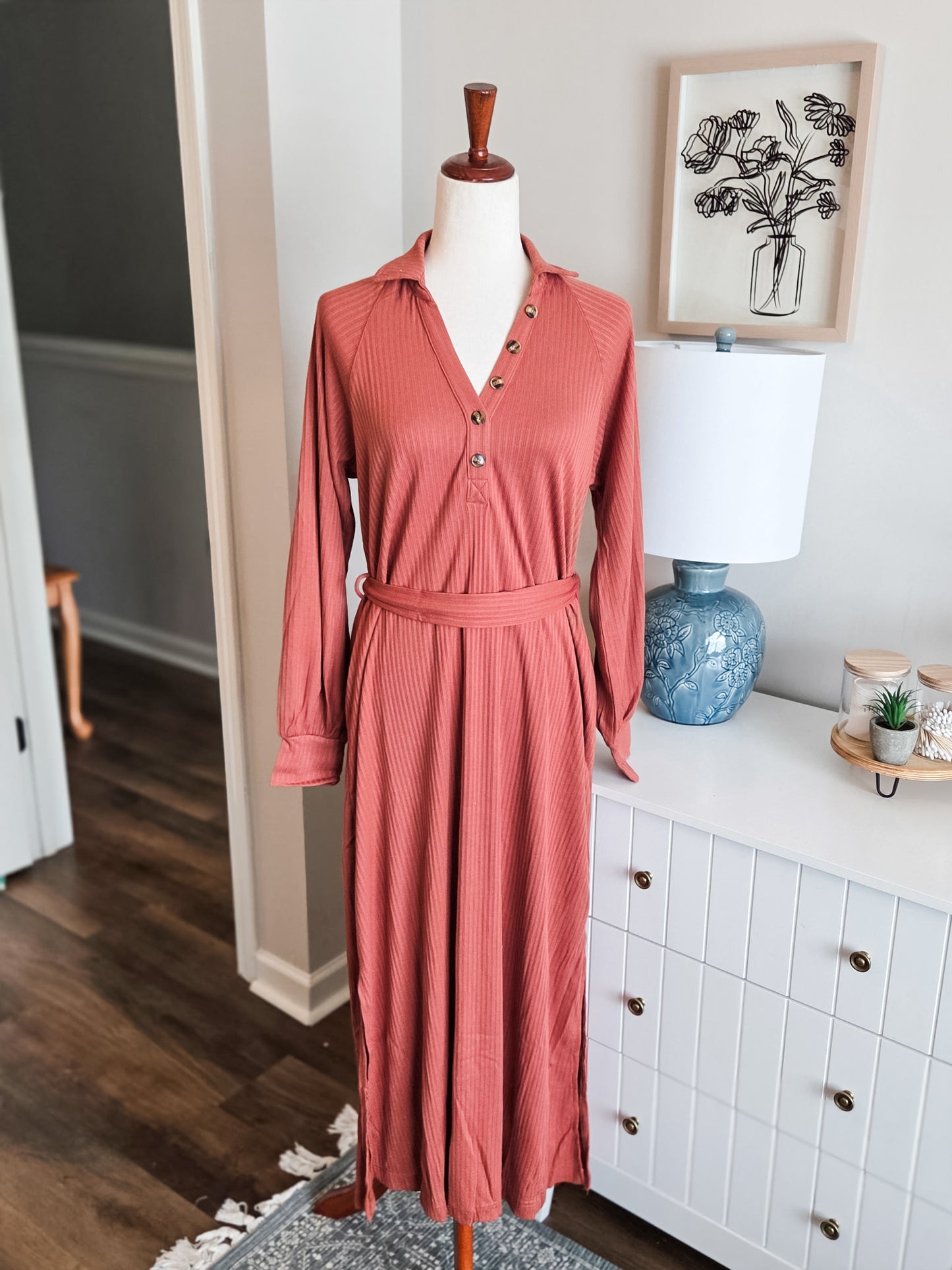 NEW Orange Ribbed Dress