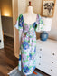 Purple Blue Green Floral Maxi Dress S