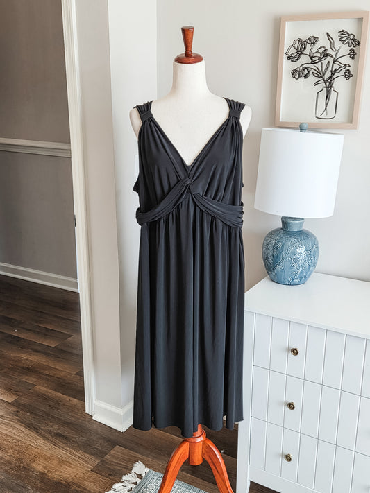Black V Neck Dress 3X