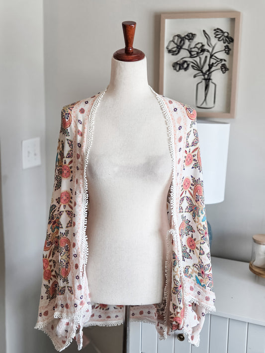 Multi Color Floral Kimono OS
