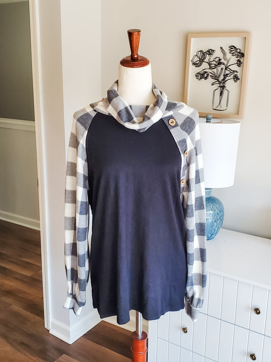 NEW Black Checked Top S