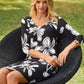 Black White Floral Dress L