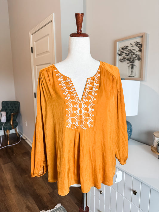 Mustard Embroidered Top M/L