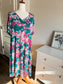 Teal Pink Floral Dress XL