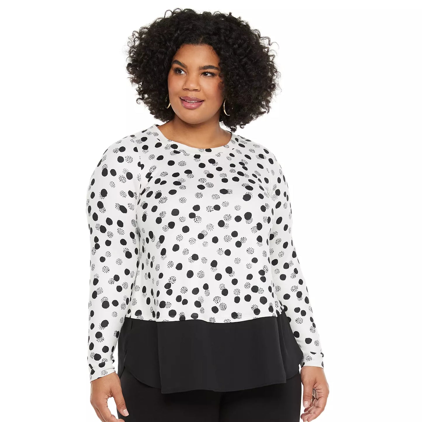 Black White Polka Dot Top 2X