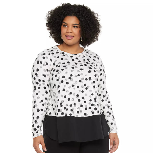 Black White Polka Dot Top 2X