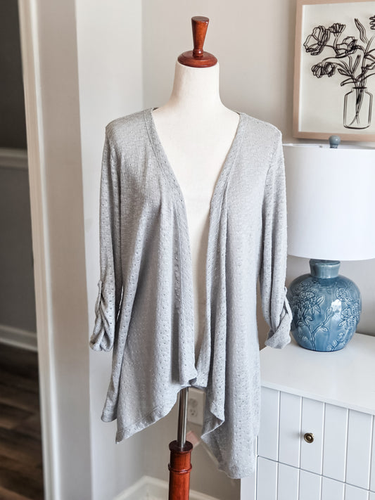 Gray Cardigan with Pretty Trim L